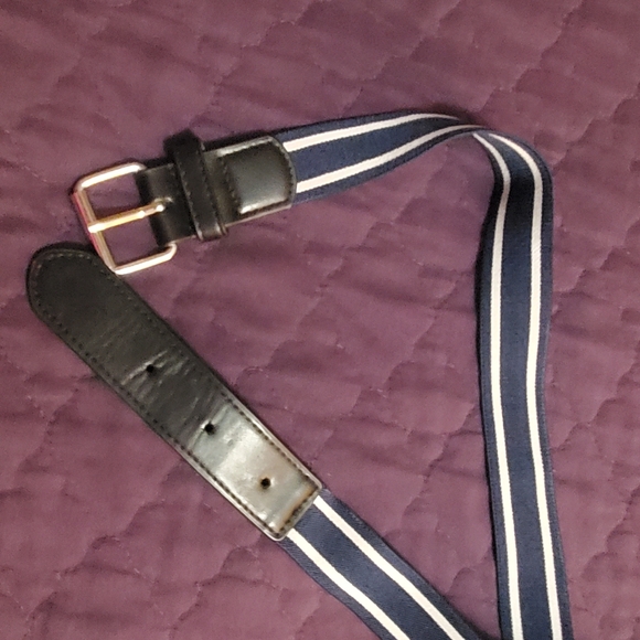 Gymboree Black and Blue Striped Belt with Leather Trim - Picture 2 of 3